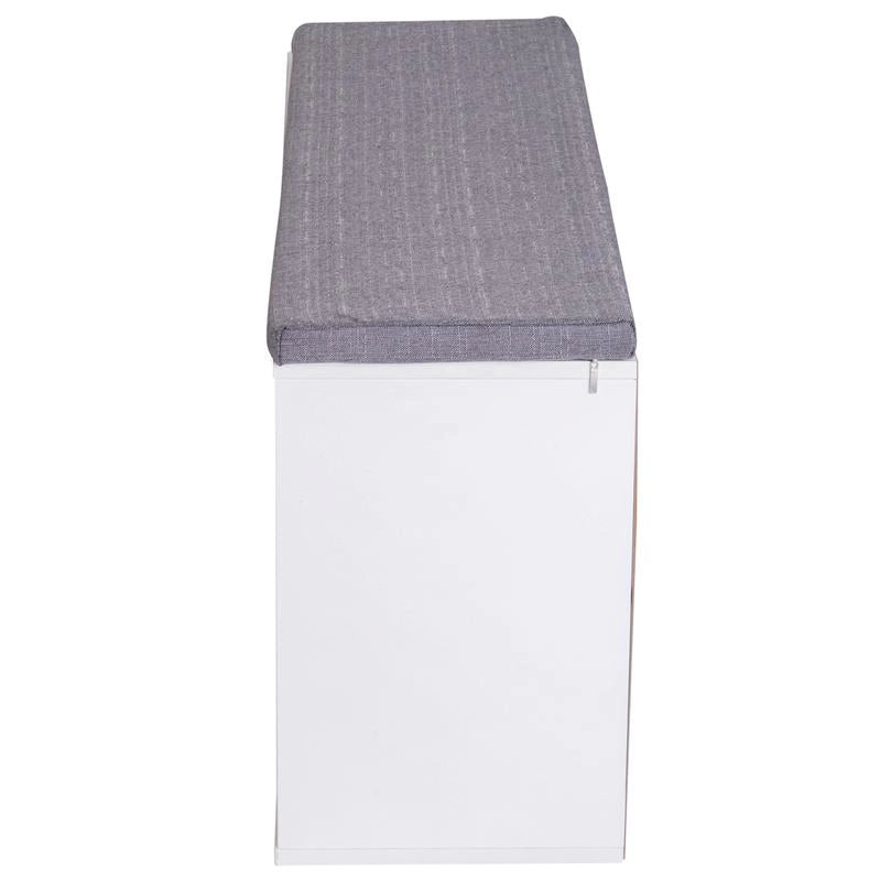 PANCHINA SCARPIERA CON RIPIANI REGOLABILI 104X30X48 CM IN LEGNO BIANCO E GRIGIO