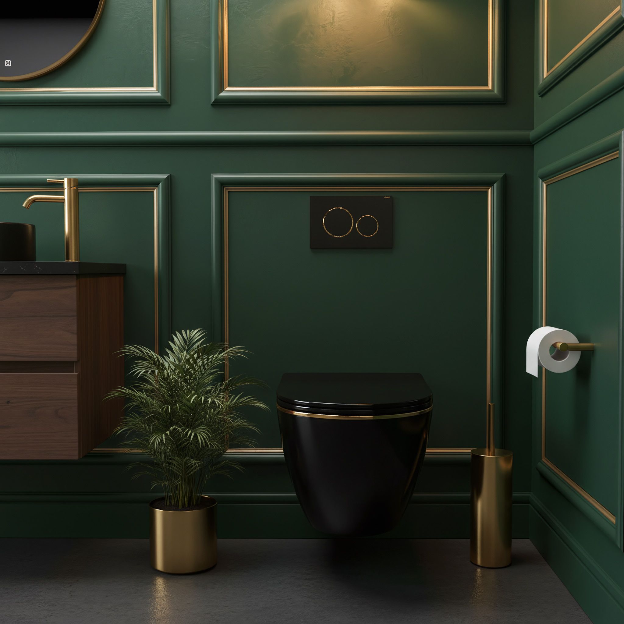 Vaso Wc Sospeso Rea Carlo Mini Tornado Black Gold Egde