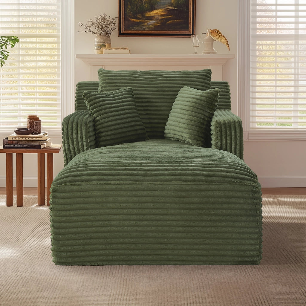 DIVANO Chaise longue in velluto a coste verde