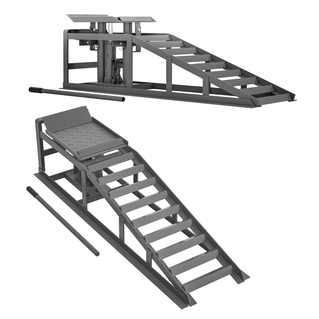 RAMPE IDRAULICHE REGOLABILI 1140 x 330 x 297 mm METALLO GRIGIO Set da 2 pezzi