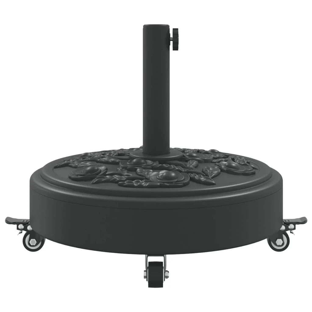 Base per ombrellone rotonda con ruote bloccabili 45 x 41 cm stabile elegante per uso esterno PE nero 02_0056644