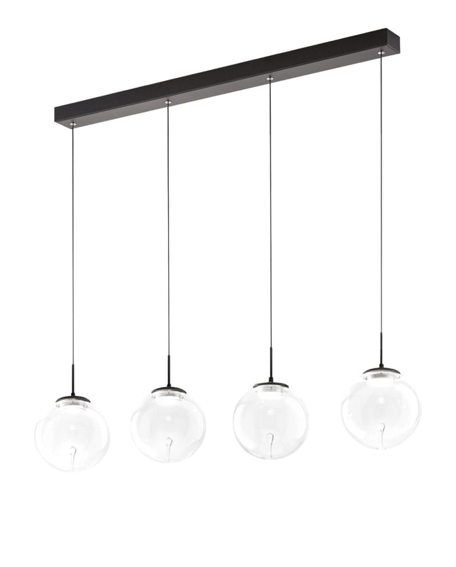 Ariel - Lampada a sospensione 4 luci Fabas Luce - LED 28W dimmerabile - Trasparente Design a sfera
