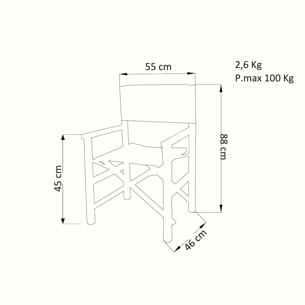 Poltrona da spiaggia e campeggio regista in Alluminio Textilene cm 55x46x88 - LIP