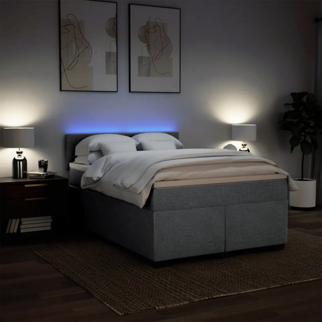 Giroletto a Molle con Materasso Grigio Chiaro 140x200cm Tessuto