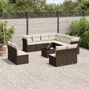 Set Divani da Giardino 12 pz con Cuscini Marrone in Polyrattan 3249672