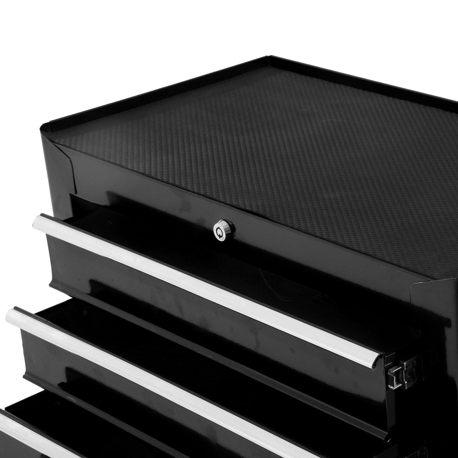 Carrello Porta Utensili con Cassettiera da Officina Nero 61.5x33x85 cm