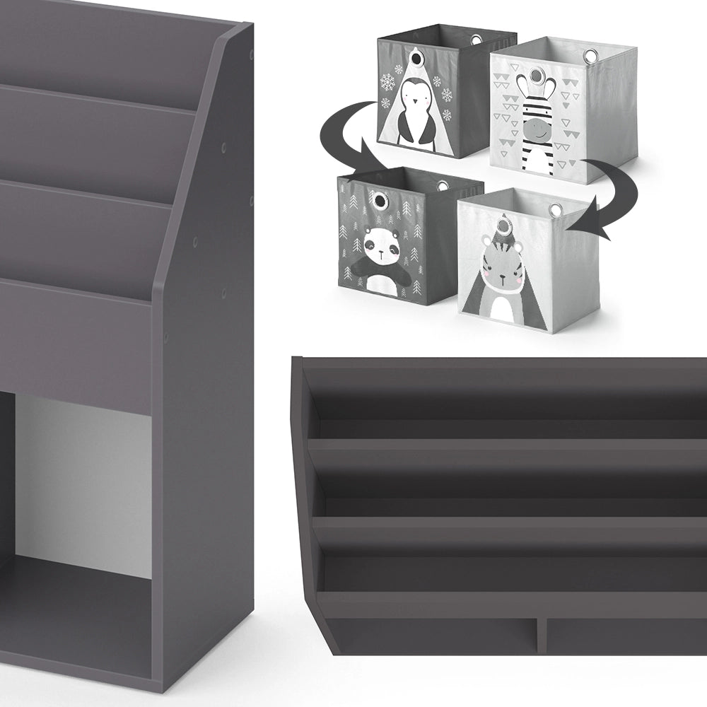 Vicco Libreria bambini Grigio 30.7 x 79 cm con 2 scatole pieghevoli opt.2