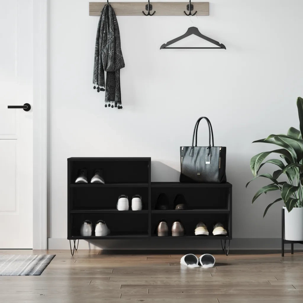 Scarpiera-Scaffale per scarpe Nera 102x36x60 cm in Legno Multistrato 492778
