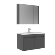 Set mobile lavabo con specchio (2 pezzi) "Arno 85" - 85 x 45 x 52 cm - Grigio