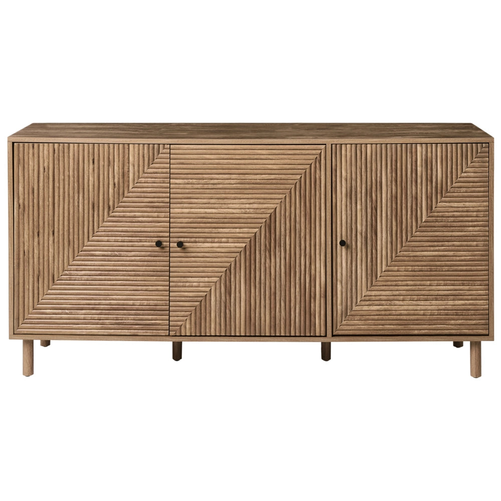 Credenza a 3 ante in MDF marrone chiaro con gambe in legno di pino mobile indipendente con ripiani mobile contenitore per la casa credenza alta in stile minimalista