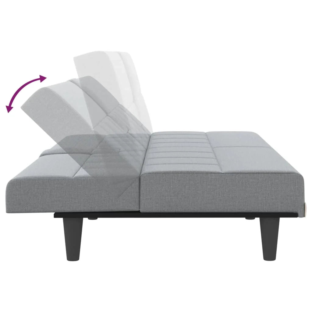 Divano letto con portabicchieri 200 x 89 x 70 cm tessuto grigio chiaro 02_0019844