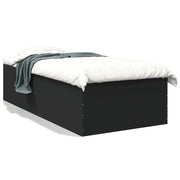 Letto singolo | Letto per adulti | Giroletto Nero 100x200 cm in Legno Multistrato