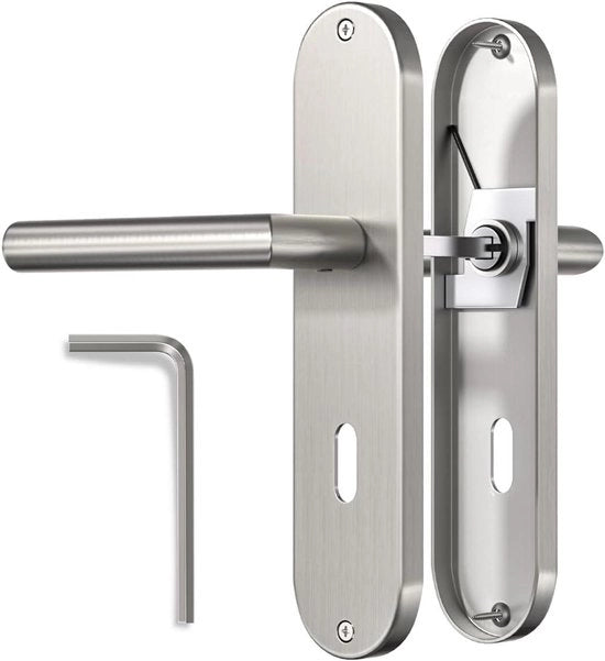 Set di 1 maniglioni rettangolari in zinco per porta con serratura 

Set di 1 maniglioni rettangolari in zinco per porta con serratura, adatto per camera da letto, porta d'ingresso, porta in legno