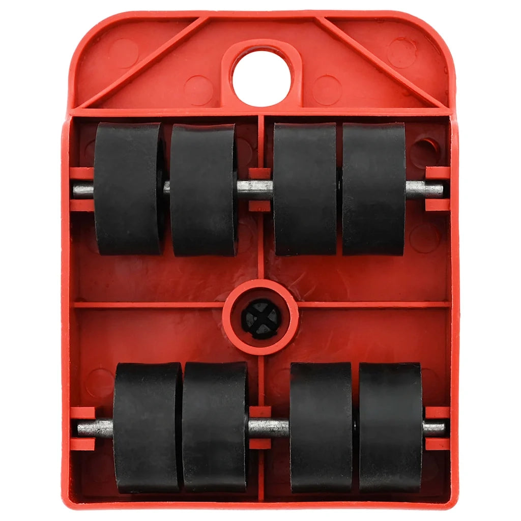 Ruote per mobili 8 pz con sollevatori Rosso 9,8x7,5x3 cm 150 kg