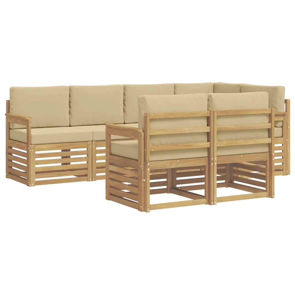 Set di divani da esterno 7 pcs Bianco e Beige