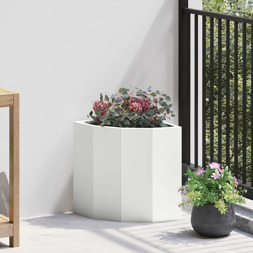 Fioriere | Cassetta per fiori | Vaso d'angolo Bianco 30 x 30 x 35 cm Acciaio