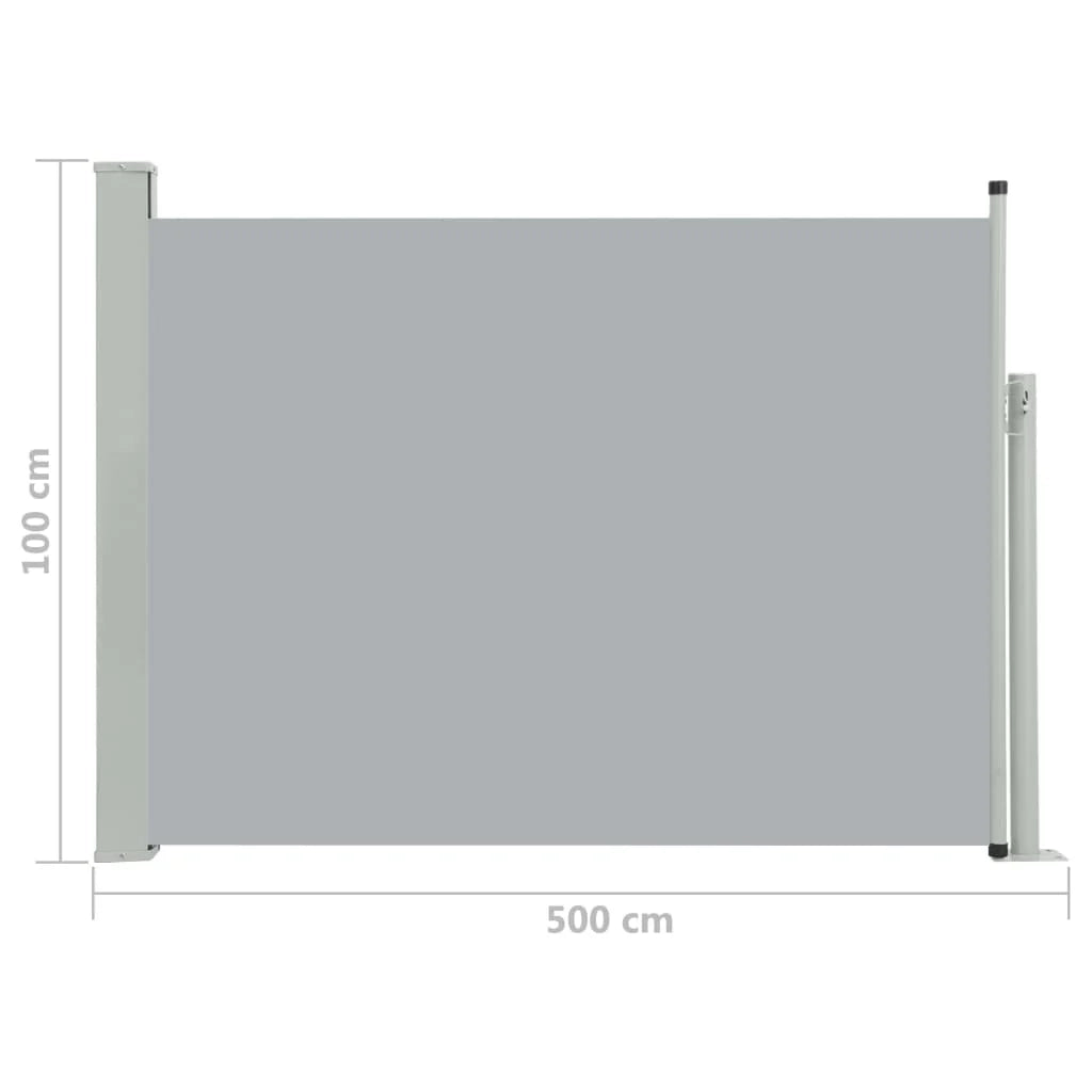 Tenda da sole laterale retrattile/schermo privacy per patio giardino terrazza balcone 100 x 500 cm grigio 02_0007191