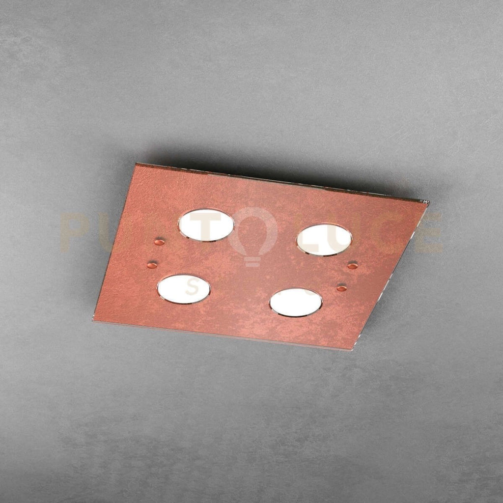 PATH PLAFONIERA 4 LUCI ATTACCO GX53 QUADRA FOGLIA RAME