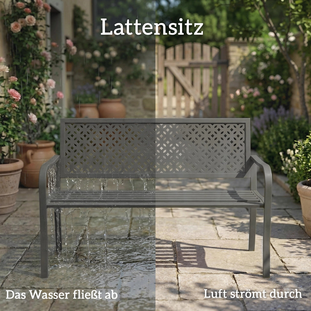Panchina da Giardino 2 Posti ¨C zephmum ¨C Metallo, Grigio, Antracite, Verde