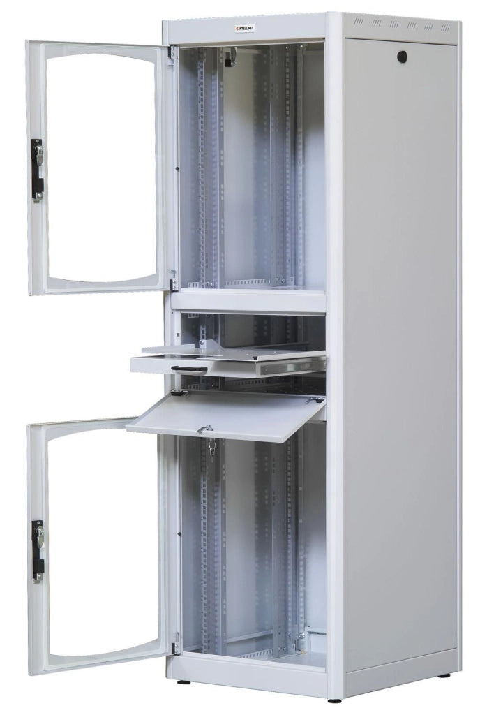 Armadio Rack 19'' 600x600 38U con Ripiano Tastiera Grigio