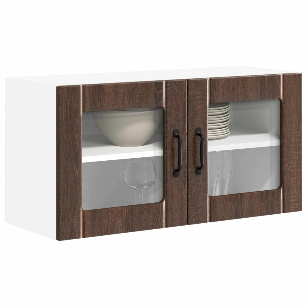 Mobile in vetro da parete LUCCA Rovere Marrone 80 x 31 x 40 cm