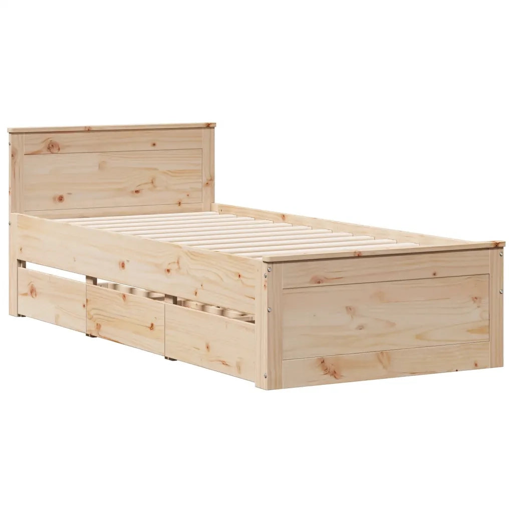Giroletto senza Materasso con Testiera 90x200 cm Massello Pino