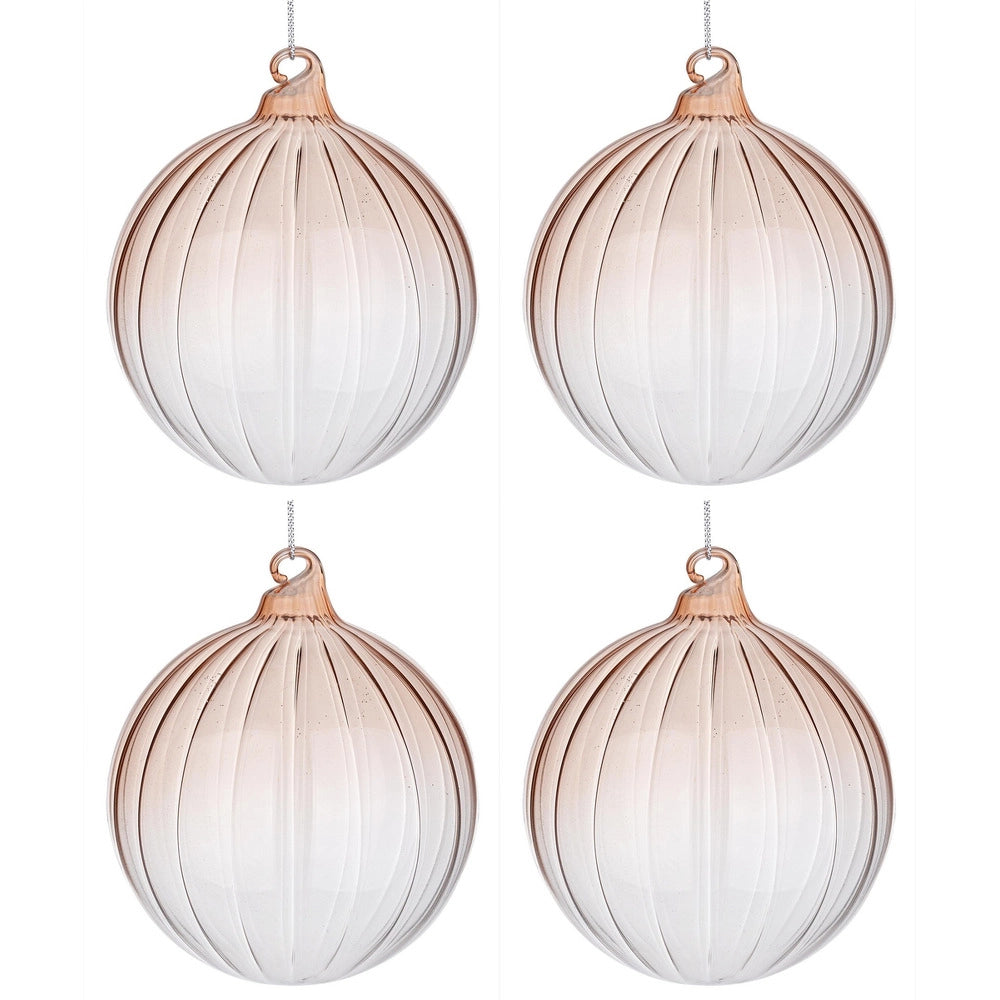 Palline di Natale in Vetro Beige Design senza Corona Nuance Diametro: 100 mm