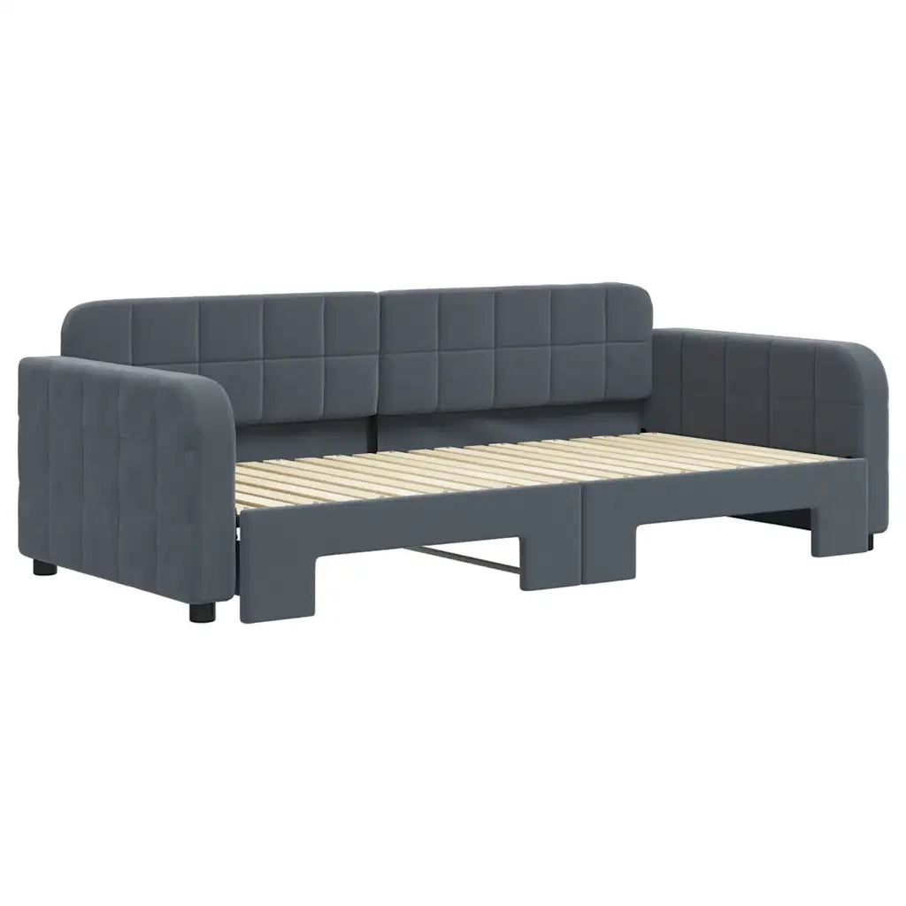 Divano Letto con Letto Estraibile-Sofa Letto-Daybed Grigio Scuro 90x190cm Velluto 474909