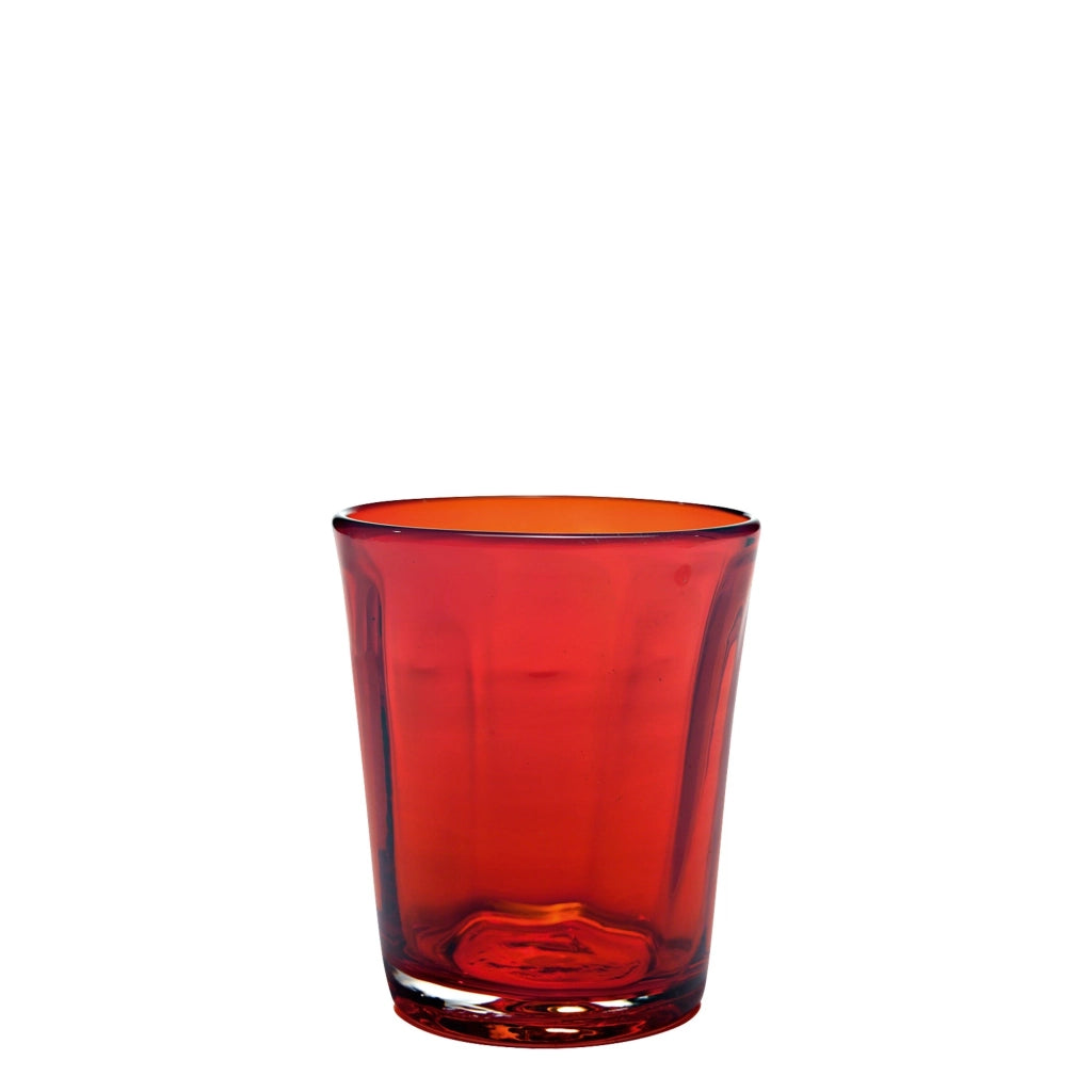 Zafferano Set 6 Bicchieri Tumbler Serie Bei in vetro colorato rosso, lavorazione artigianale a mano volante, design raffinato per la tavola quotidiana