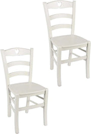 Sedie da Cucina - Sedie da Soggiorno Sedute - Mangiare Siedere - Legno di Faggio - Set a due pezzi - Bianco Ivoreso