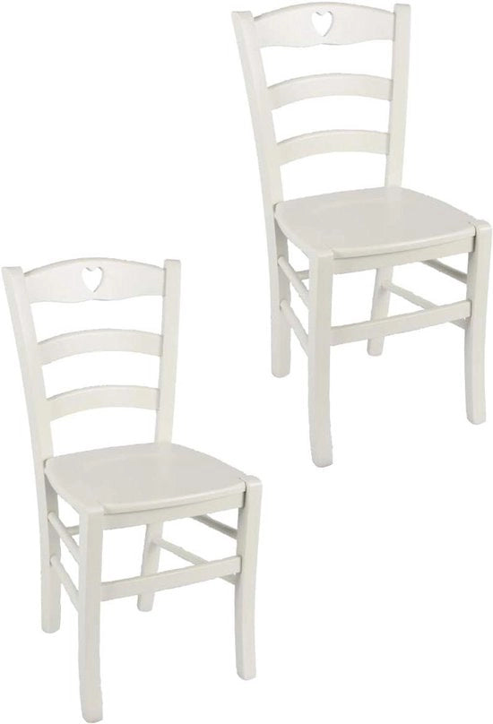 Sedie da Cucina - Sedie da Soggiorno Sedute - Mangiare Siedere - Legno di Faggio - Set a due pezzi - Bianco Ivoreso