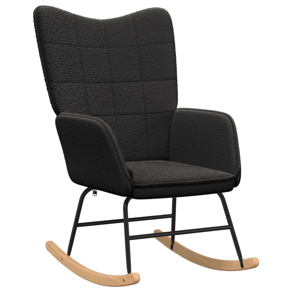 Sedia Relaxante  in Tessuto Simile alla Lana Riccia Nera