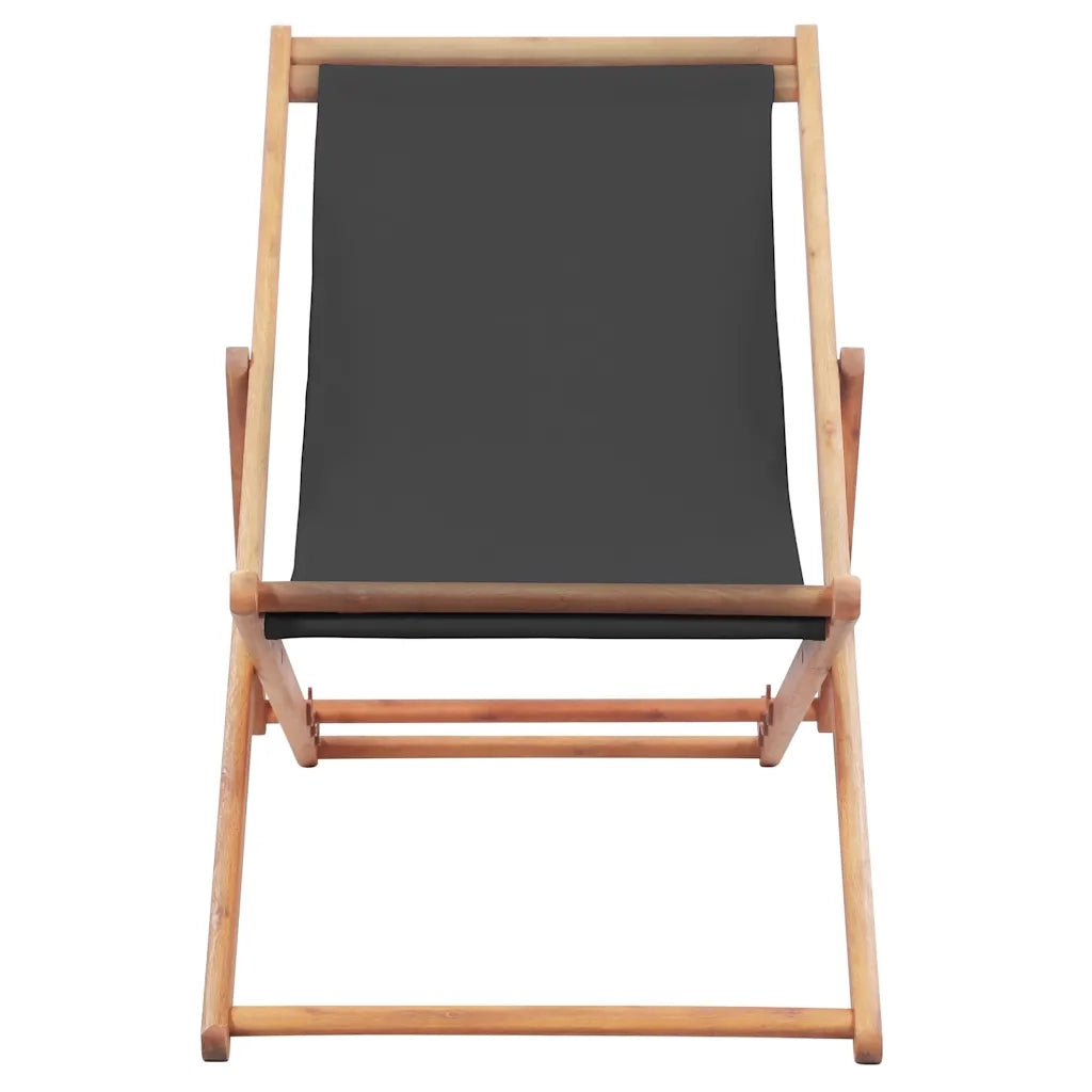 Sdraio da Spiaggia Pieghevole Telaio in Legno e Tessuto Grigio CFW6307895
