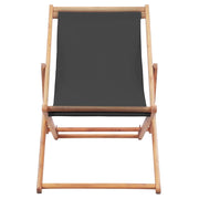 Sdraio da Spiaggia Pieghevole Telaio in Legno e Tessuto Grigio CFW6307895