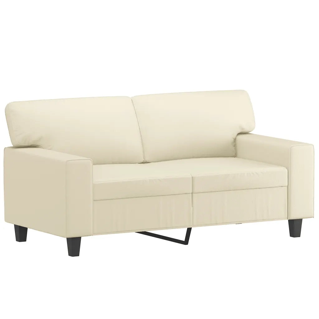 Set di Divani 2 pz con Cuscini Crema in Similpelle