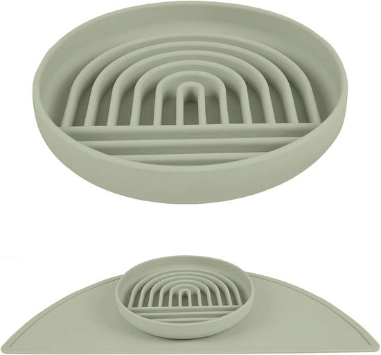 Cibo lento per cani - Anti-schiocco per cani - Protezione contro la caduta - Morsetto in silicone - Verde