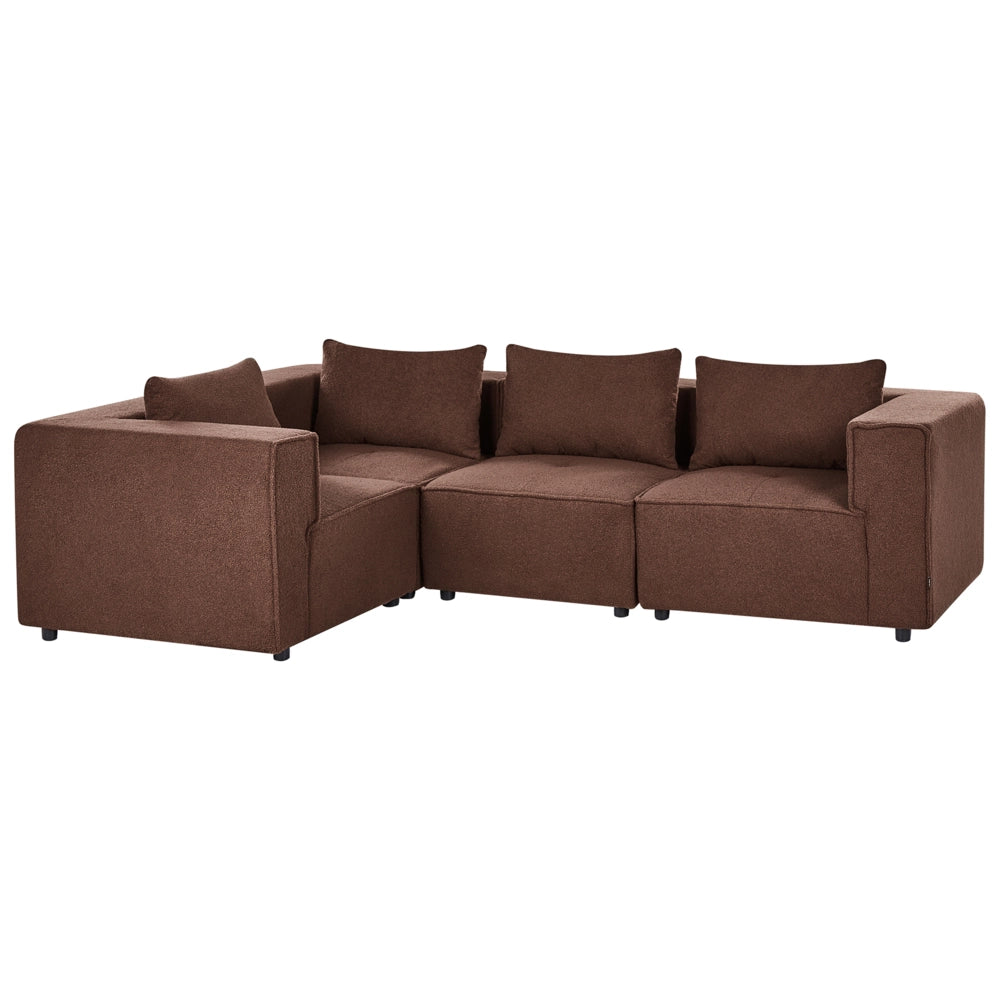 Divano a 4 posti in tessuto bouclè marrone modulare lato destro stile minimale moderno