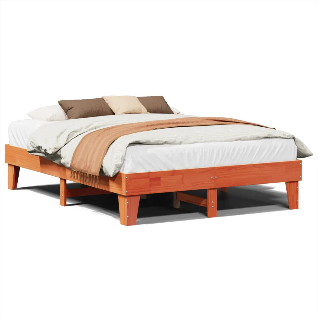 Letto senza Materasso Marrone Cera 150x200 cm in Legno di Pino 855354