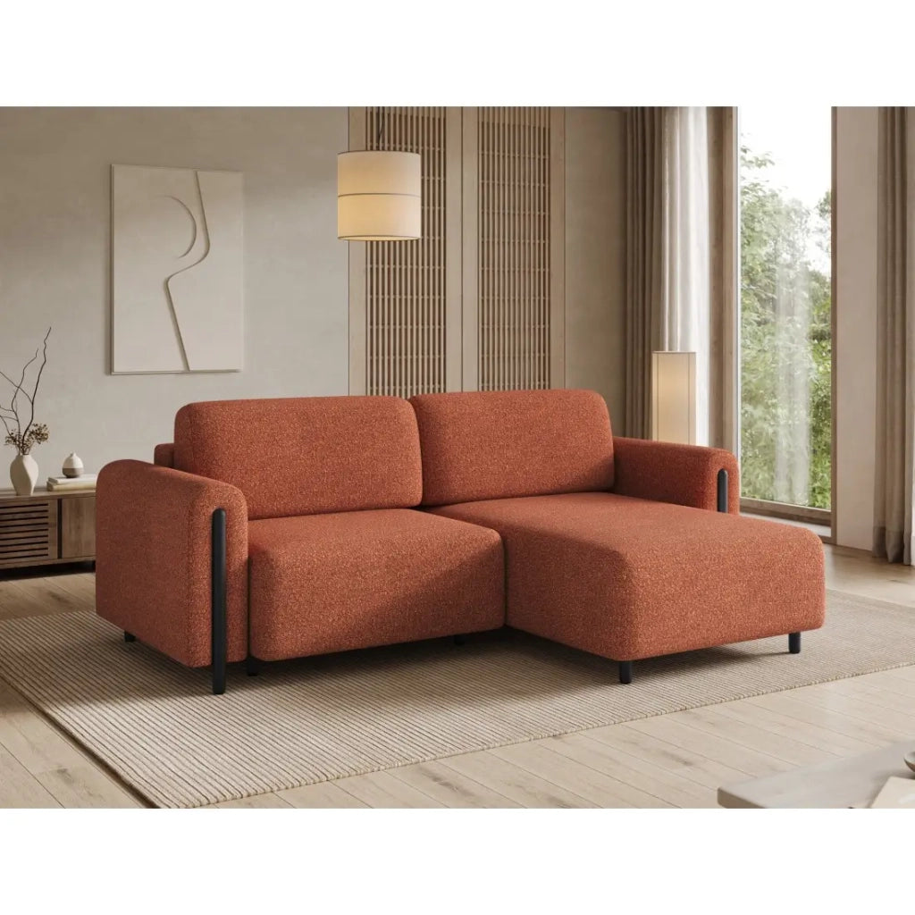 Divano angolare convertibile ARVESSA terracotta bouclette – Angolo destro