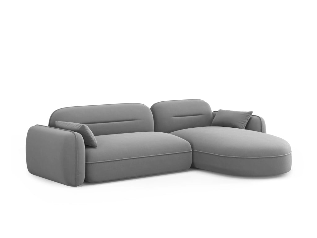 Cosmopolitan Design - Divano angolare modulare destro "Sydney" 4 posti in velluto grigio chiaro 
