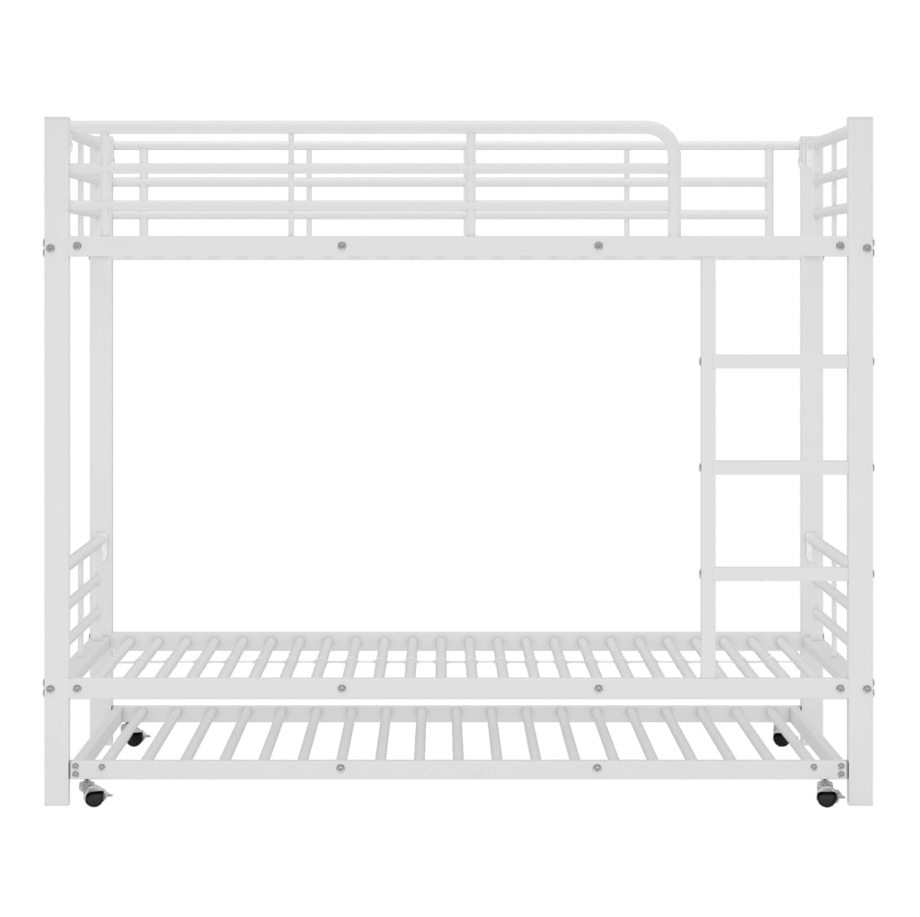 Letto a castello in metallo bianco con letto estraibile 90x200 cm e 90x190 cm