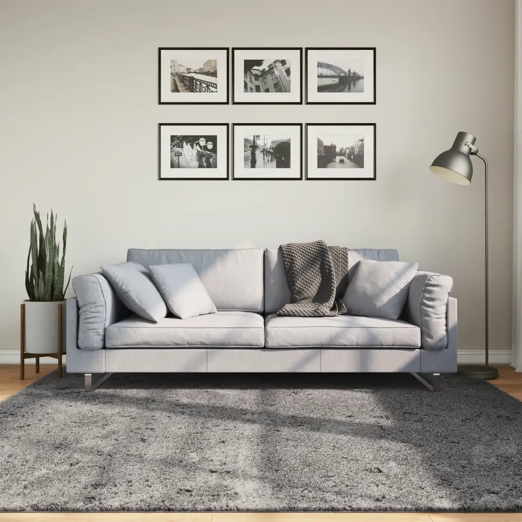Tappeto del soggiorno | Tappeto Pelo Corto HUARTE Morbido Lavabile Antracite 200x200 cm