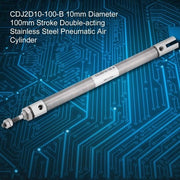 Cilindro pneumatico doppio effetto - Mini cilindro - 10mm di diametro - 100mm di corsa - In acciaio inossidabile - Resistente alla corrosione - Cilindro a aria