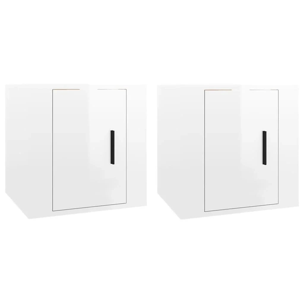 Mobile TV multimediale da parete mensola TV mobile TV sala da pranzo soggiorno camera da letto 2 pezzi lucido 40 x 34,5 x 40 cm bianco 02_0028947