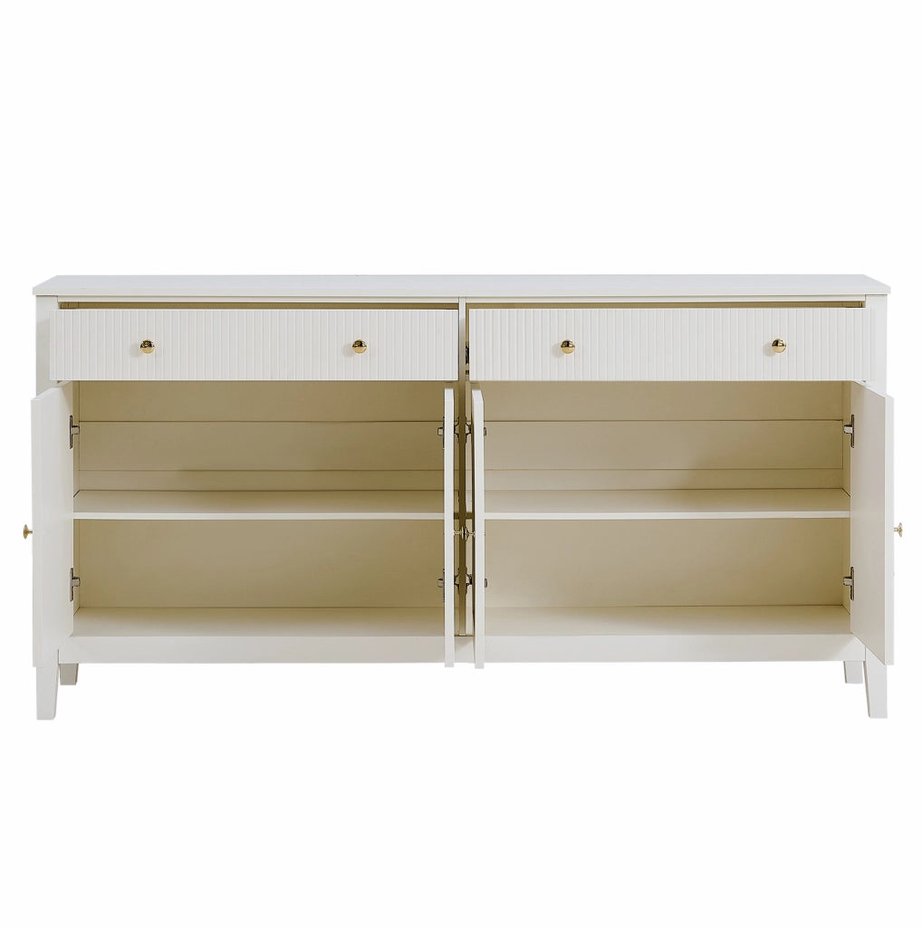 Credenza bianca 160 cm con 2 cassetti e 4 ante