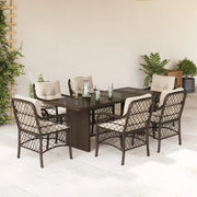 Set da Pranzo da Giardino 7pz con Cuscini in Polyrattan Marrone 3212058