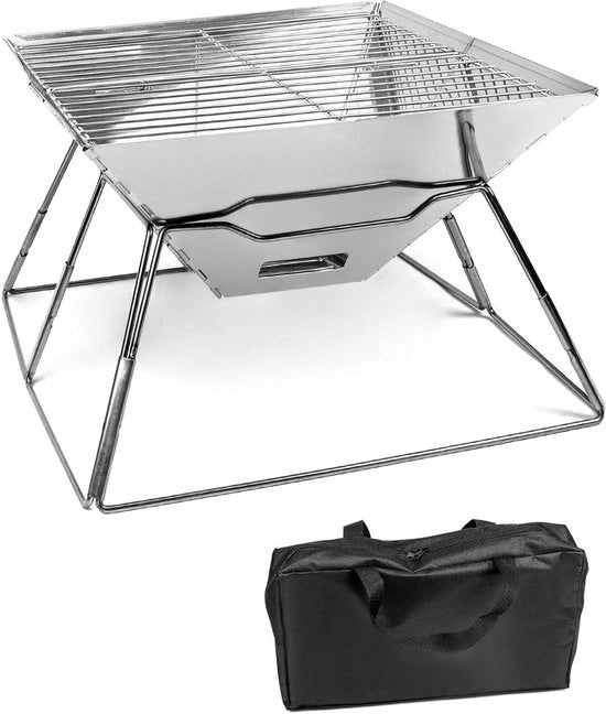 Piastra da BBQ pieghevole per esterni e campeggio - Acciaio inossidabile (Quadrata)