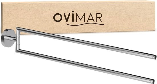 Maniglione per asciugamano, 2 braccia, acciaio inossidabile, argento, per forare, con due braccia come maniglione per asciugamano, supporto per forare o adesivo per la parete nella stanza da bagno.