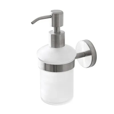 Porta dispenser per sapone liquido in vetro e acciaio inox satinato Galassia