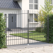 Cancello da Giardino con Punta a Lancia Doppio Battente Grigio 200x300 cm Acciaio
